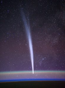 Comet Lovejoy photographed from the International Space Station.  Credit: NASA/Dan Burbank.